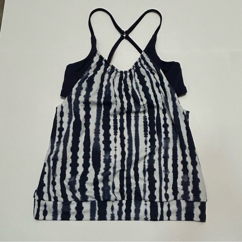 Athleta Wave Break Navy Blue & White Swim Tankini